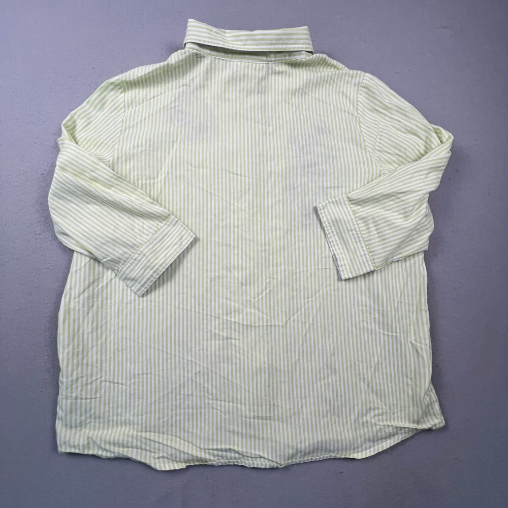 Country Store Button Down Shirt Womens XL Green Striped Floral Embroidered Top - Picture 3 of 14